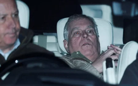 Andrew Mountbatten-Windsor photographed leaving police station in the back of a car after his arrest