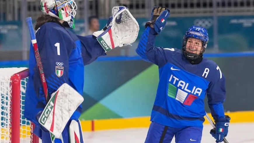 With a roster speckled red and white, Italy's victory in women's hockey is Canada's too