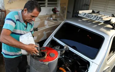 Amid fuel crunch, Cuba mechanic converts car to run on charcoal