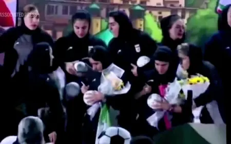 Iran women's soccer team greeted with a welcome ceremony in Tehran