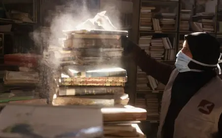 Armed with paintbrushes, volunteers try to preserve rare books at Gaza City's Omari library