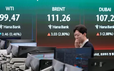 Oil prices hit new wartime high before easing, as few signs of breaking stalemate with Iran