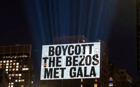 IN PHOTOS | Protest messages over 'Bezos Met Gala'