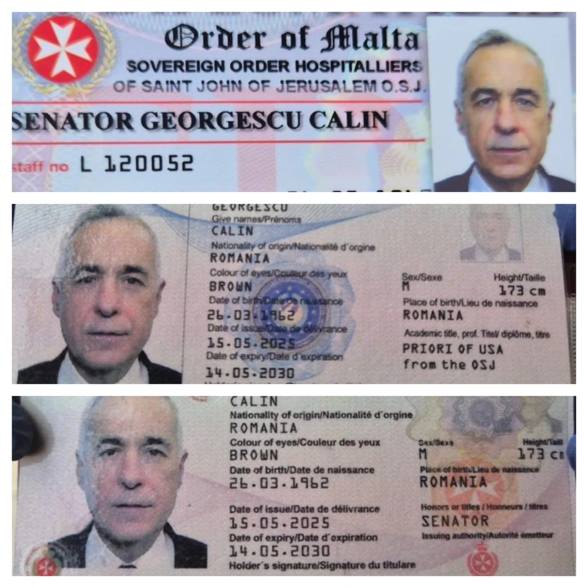 SURSE: Procurorii ar fi găsit acasă la Călin Georgescu și două pașapoarte care ar fi fost emise de Ordinul de Malta / Ordinul a avertizat că există astfel de documente false folosite pentru „înșelăciuni financiare”