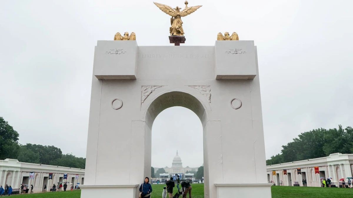 Trump says proposed triumphal arch near White House would house drones, snipers