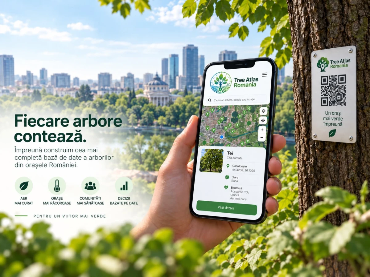 Aplicație pentru inventarierea arborilor din orașele României cu cod QR și localizare GPS, pentru fiecare copac, dezvoltată de două asociații / Baza de date ar putea arăta unde lipsesc arborii și ce se întâmplă cu cei plantați