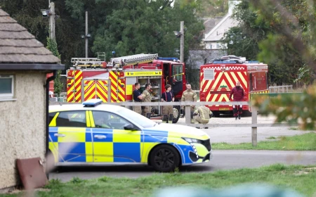 U.K. police evacuate homes near U.S. air base and detain men on suspected explosives offensives