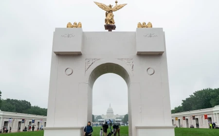 Trump says proposed triumphal arch near White House would house drones, snipers