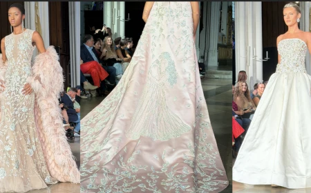 Dina Melwani primăvară-vară 2027 la London Fashion Week: rochia de seară revine la glamour, broderie și atenția pentru detaliu