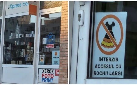 Un magazin din Câmpia Turzii interzice intrarea femeilor ”rochii largi” / Acuzații de discriminare / Proprietarul: ”Imaginea nu are nicio legătură cu vreo etnie”