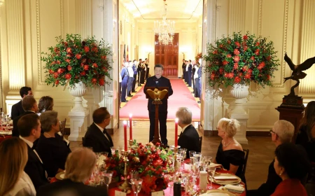 Ce au mâncat Trump și Xi la cina de stat de la Casa Albă. Meniu cu influențe chineze, decor predominat de roșu, cu o semnificație istorică în China