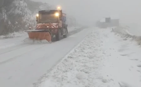 VIDEO Ninsoare abundentă pe Transfăgărășan / Două utilaje și peste 5 tone de sare pentru curățarea carosabilului 