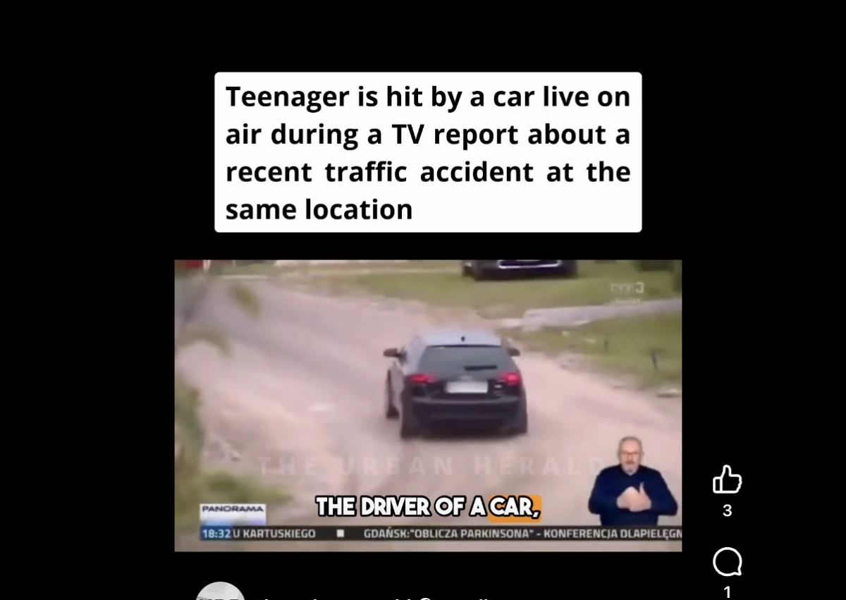 Accident surprins în direct de o telviziune, în Polonia: o mașină a lovit o fată chiar în spatele unui reporter care relata despre o tragedie